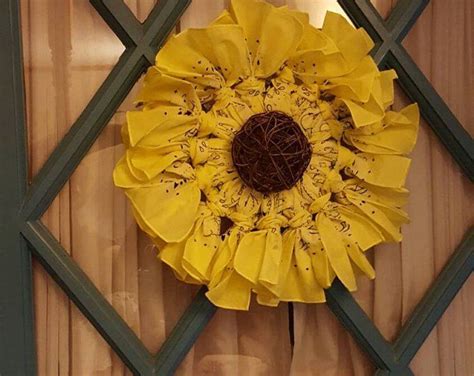 etsy sunflower wreath|sunflower wreath made from bandanas.